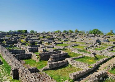 Scenic view of the ancient city of Shumen's ruins, a popular tourist destination in Bulgaria with well-preserved architecture.